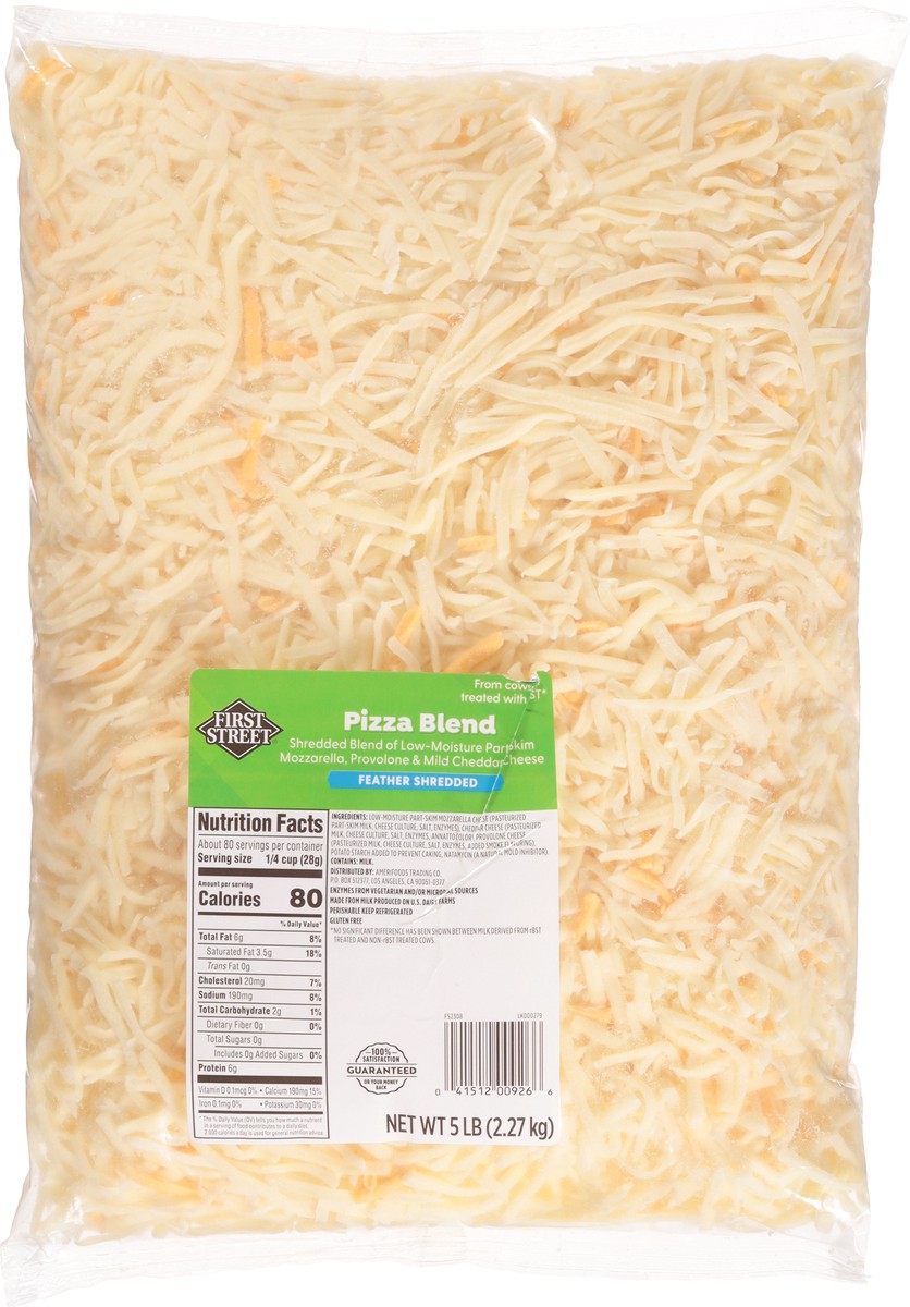 slide 3 of 13, Cb13 First Street Pizza Blend Cheese Feather Shred (BULK), 5 lb