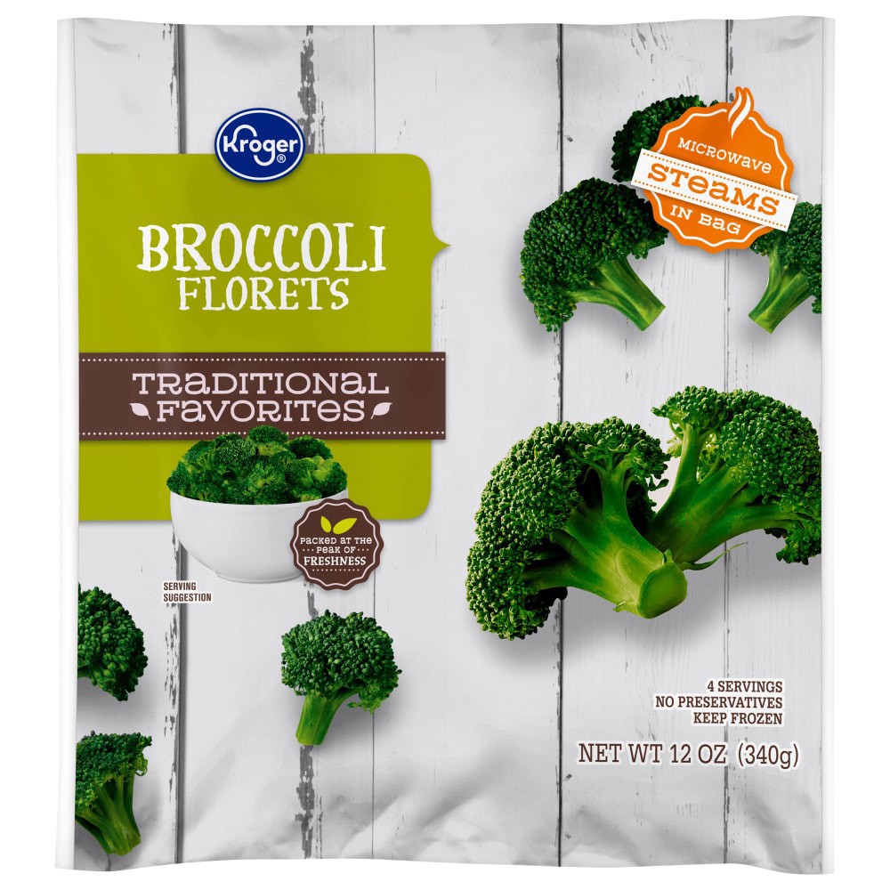 slide 1 of 2, Kroger Frozen Broccoli Florets, 12 oz