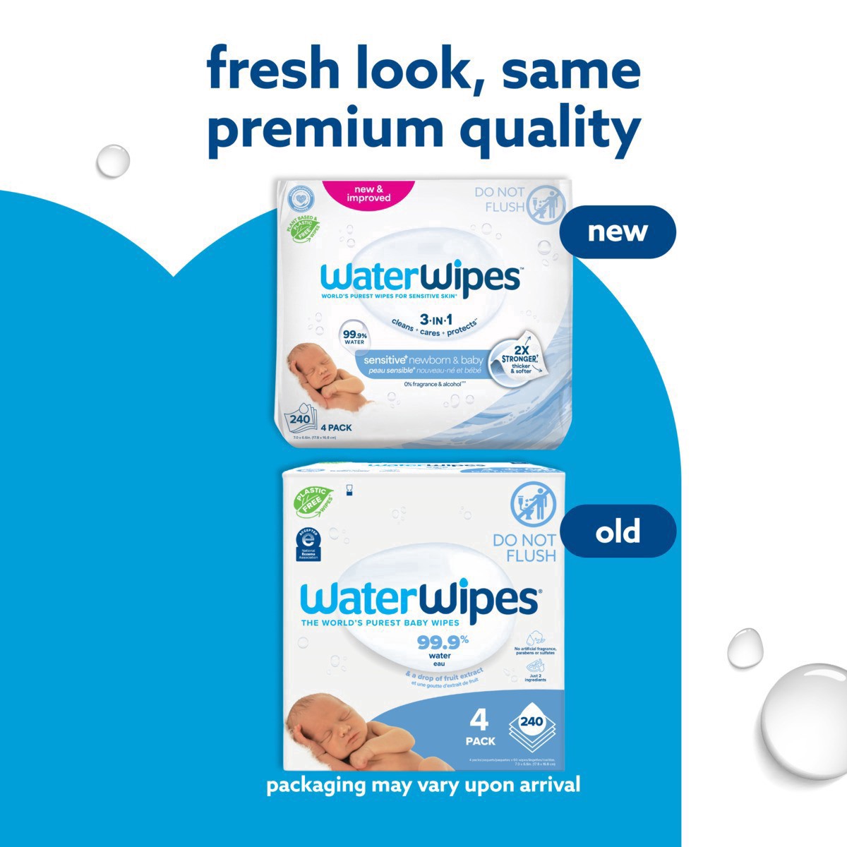 slide 4 of 6, WaterWipes Sensitive+ Newborn & Baby Wipes, 3-In-1 Cleans, Cares, Protects, 99.9% Water, Unscented & Hypoallergenic, 240 Count (4 Packs), 240 ct