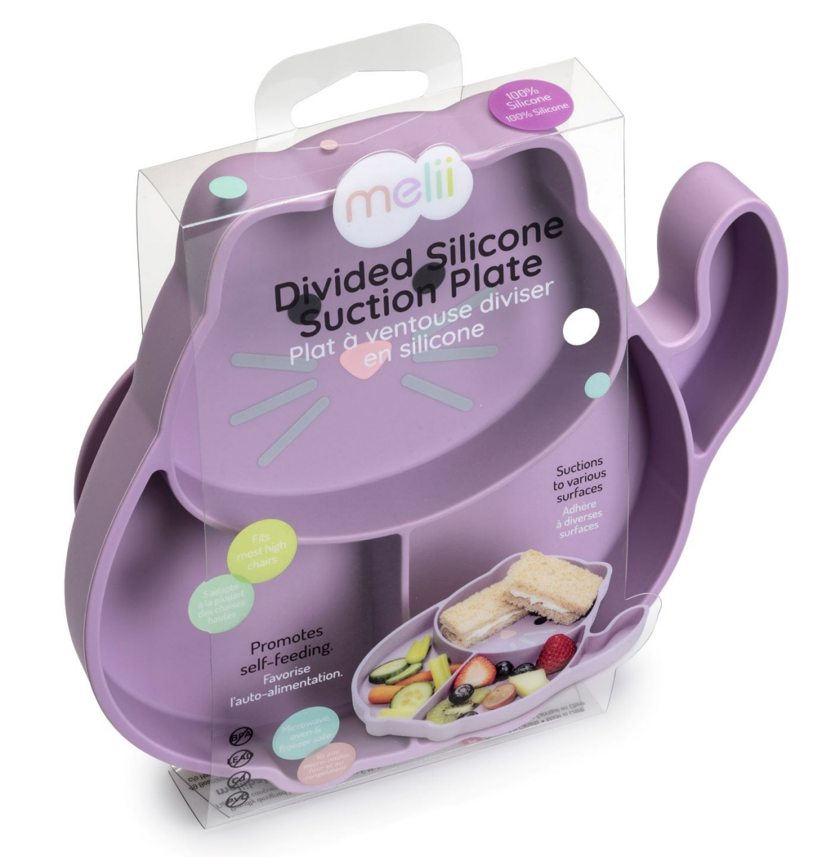 slide 1 of 1, Melii Divided Silicone Suction Plate - Cat, 1 ct