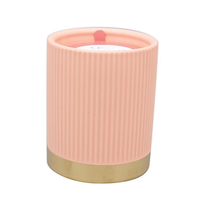 slide 1 of 1, O&O by Olivia & Oliver Tobacco Fluted Metallic Band Jar Candle - Peach, 14.5 oz