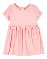 Carter's Baby Solid PurelySoft Bodysuit Dress - Pink Pink 3M