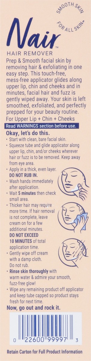 slide 4 of 9, Nair Prep & Smooth Face Hair Remover, Watermelon, 1.76 Oz, 1 ct