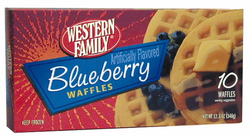 slide 1 of 1, Western Family Blueberry Waffles, 12.3 oz