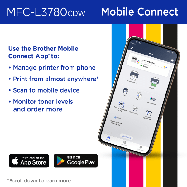 slide 2 of 10, Brother® MFC-L3780CDW Wireless Digital Laser Color All-In-One Printer With Refresh EZ Print Eligibility, 1 ct