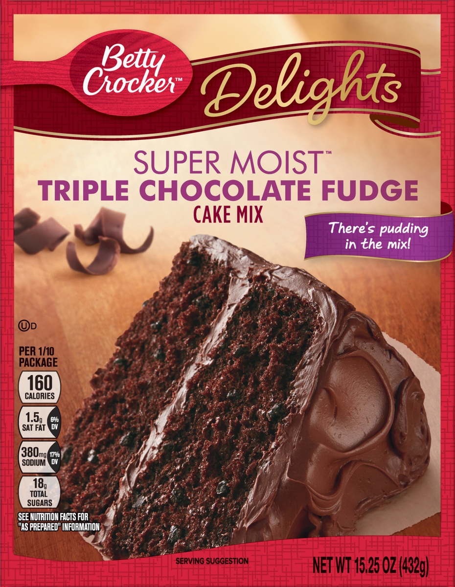 slide 9 of 10, Betty Crocker Triple Chocolate Fudge Cake Mix, 15.25 oz