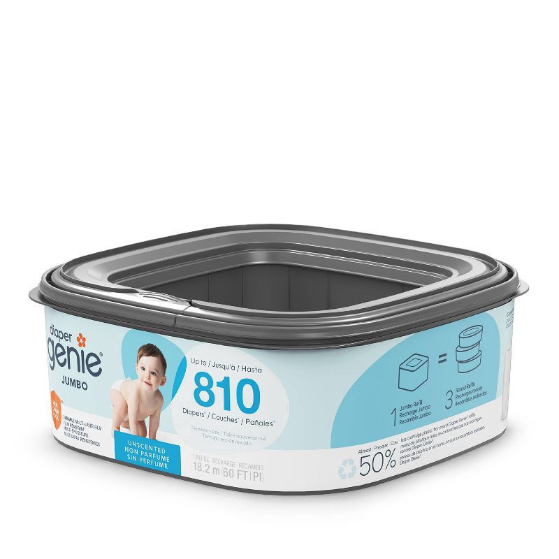 slide 7 of 14, Diaper Genie Up to 810 Diapers Unscented Refill Jumbo 1 ea, 1 ct