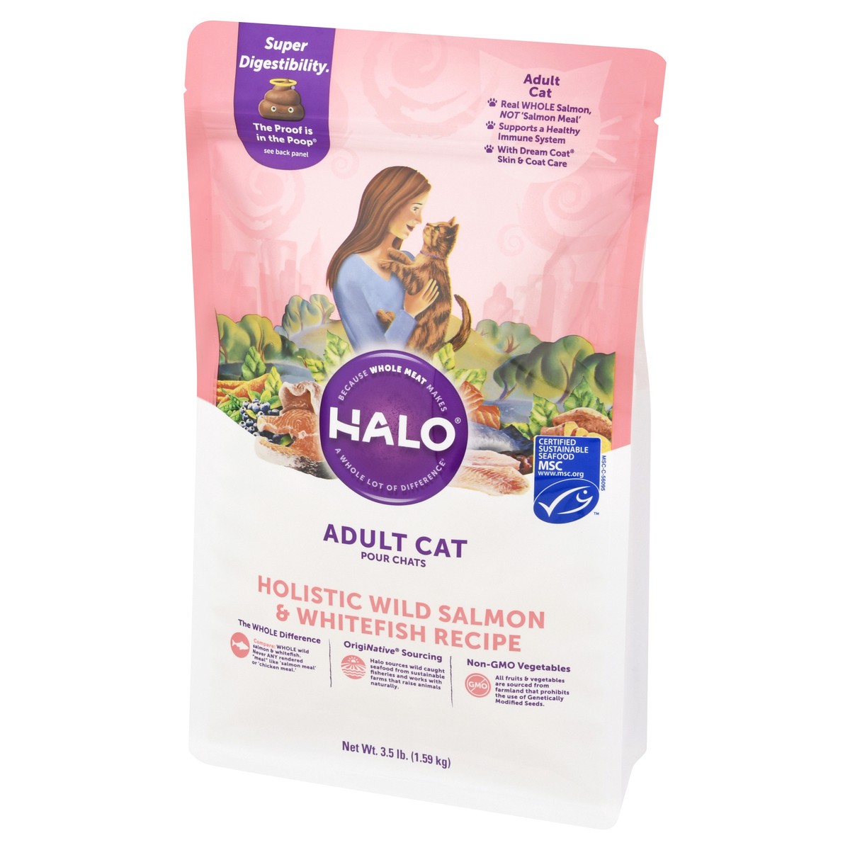 slide 6 of 11, Halo Adult Holistic Wild Salmon & Whitefish Recipe Cat Food 3.5 lb, 3.5 lb