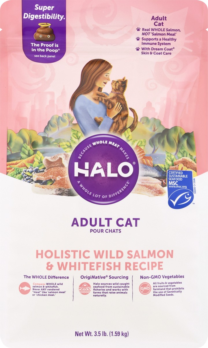 slide 8 of 11, Halo Adult Holistic Wild Salmon & Whitefish Recipe Cat Food 3.5 lb, 3.5 lb