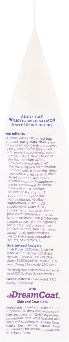 slide 10 of 11, Halo Adult Holistic Wild Salmon & Whitefish Recipe Cat Food 3.5 lb, 3.5 lb