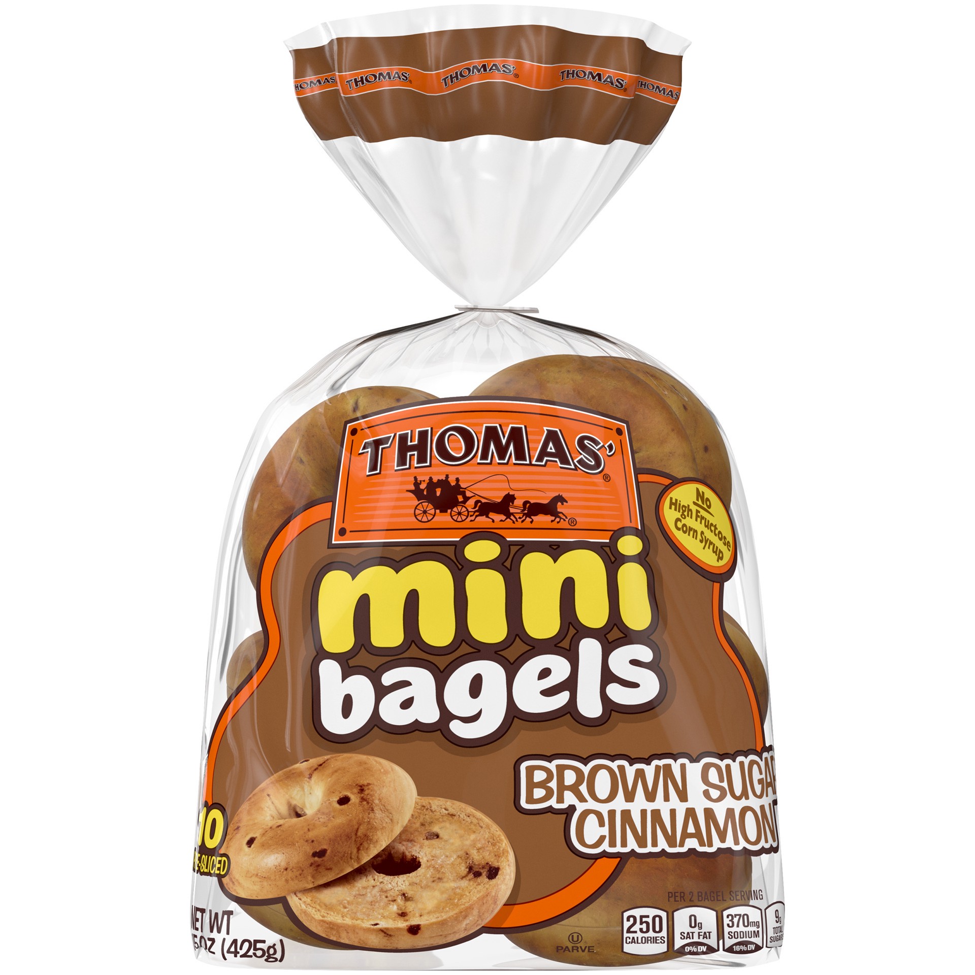 slide 1 of 4, Thomas Mini Bagels Brown Sugar Cinnamon 10 Ct, 15 oz