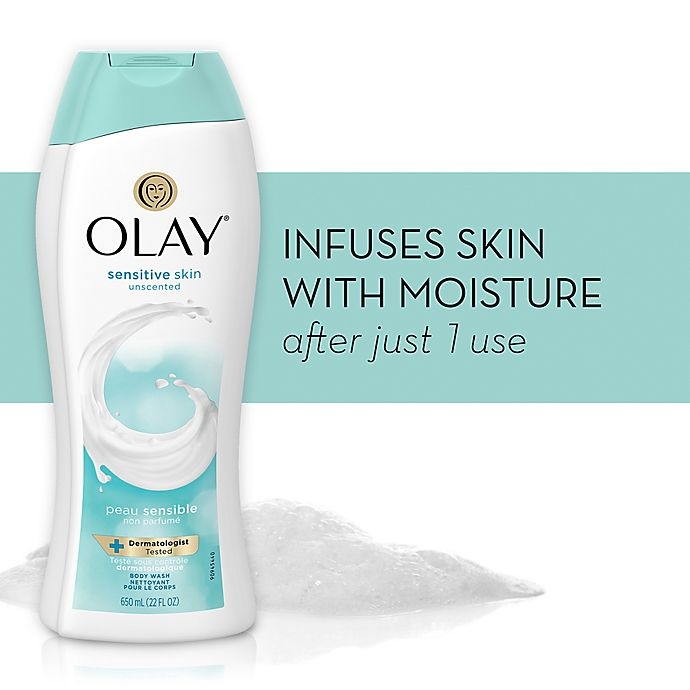 slide 4 of 4, Olay Sensitive Skin Body Wash Unscented, 22 fl oz