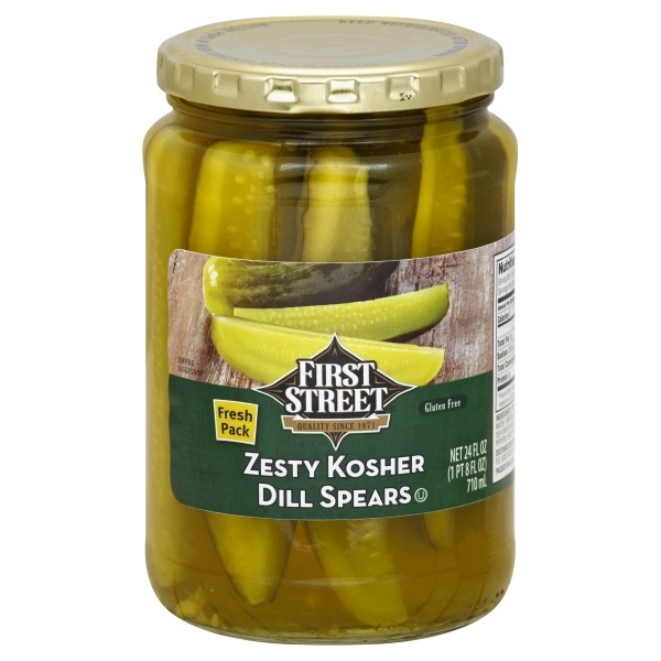 slide 1 of 1, First Street Zesty Dill Pickle Spears, 24 oz