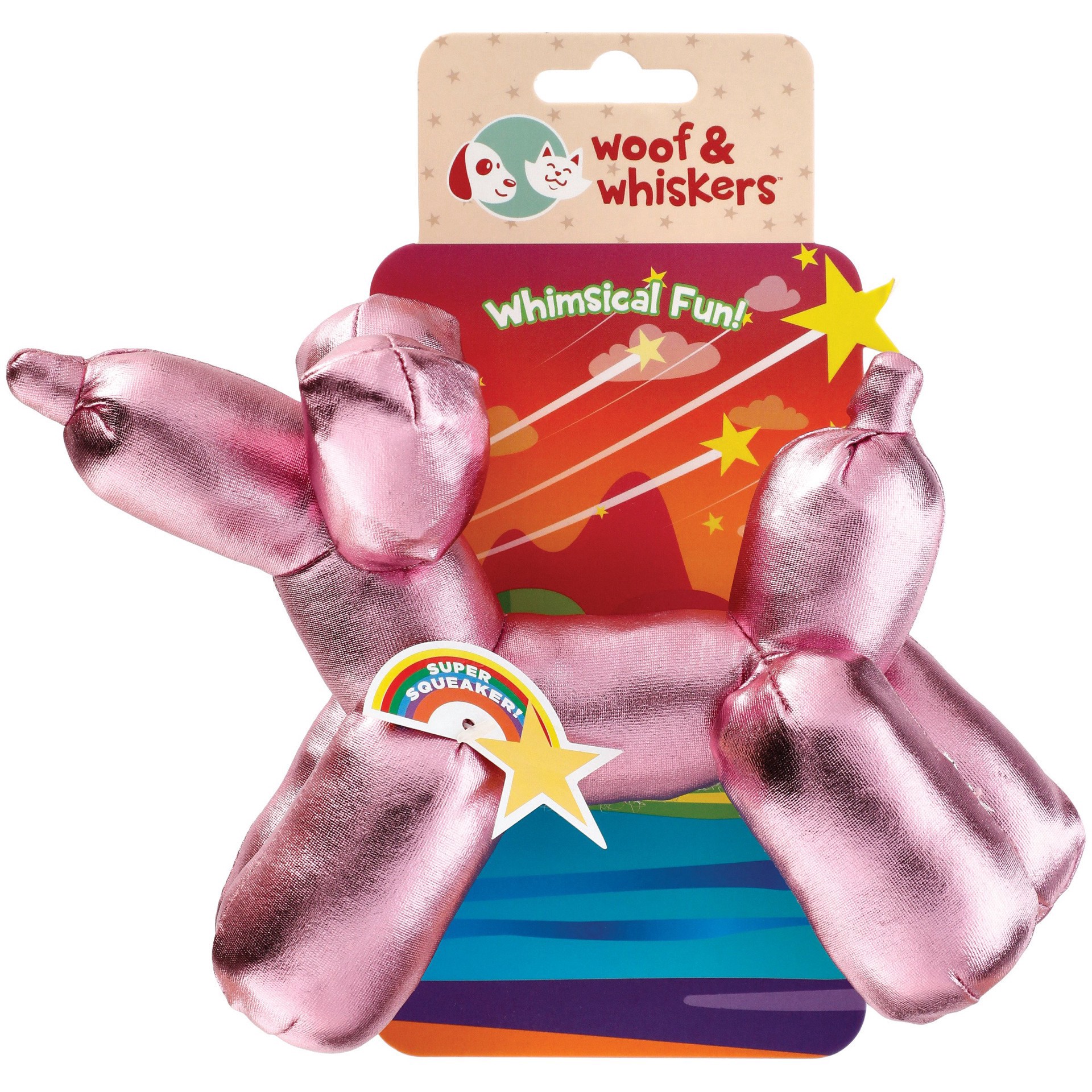 slide 1 of 1, Woof and Whiskers Pink BalloonPlush Dog Toy, 1 ct