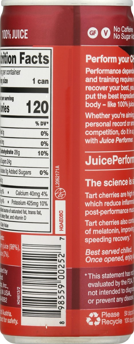 slide 4 of 9, Juice Performer Tart Cherry 100% Juice - 8.4 oz, 8.4 fl oz