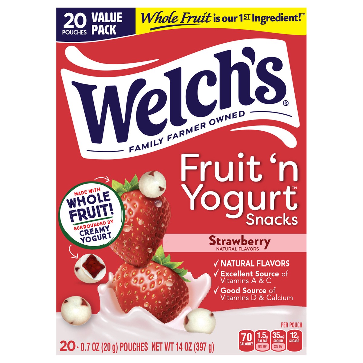 slide 1 of 7, Welch's Fruit n' Yogurt Strawberry 20 ct Box, 20 ct
