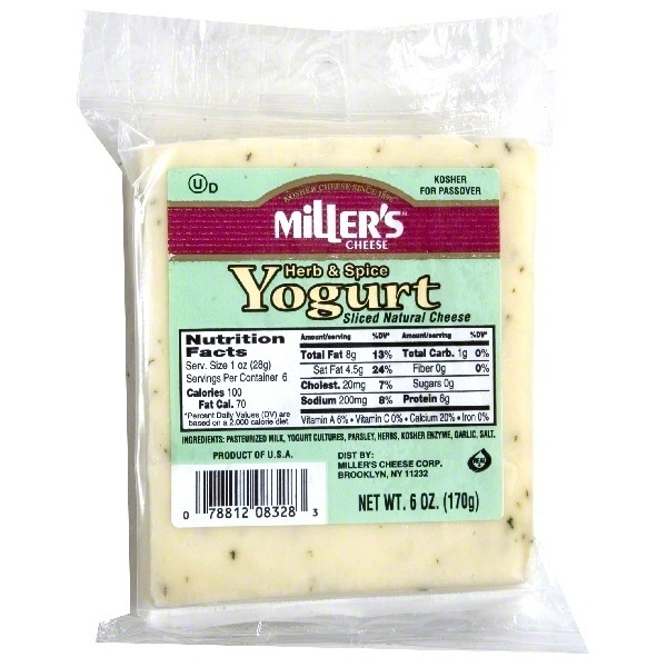 slide 1 of 1, Miller's Sliced Natural Herb and Spice Yogurt Cheese, 6 oz