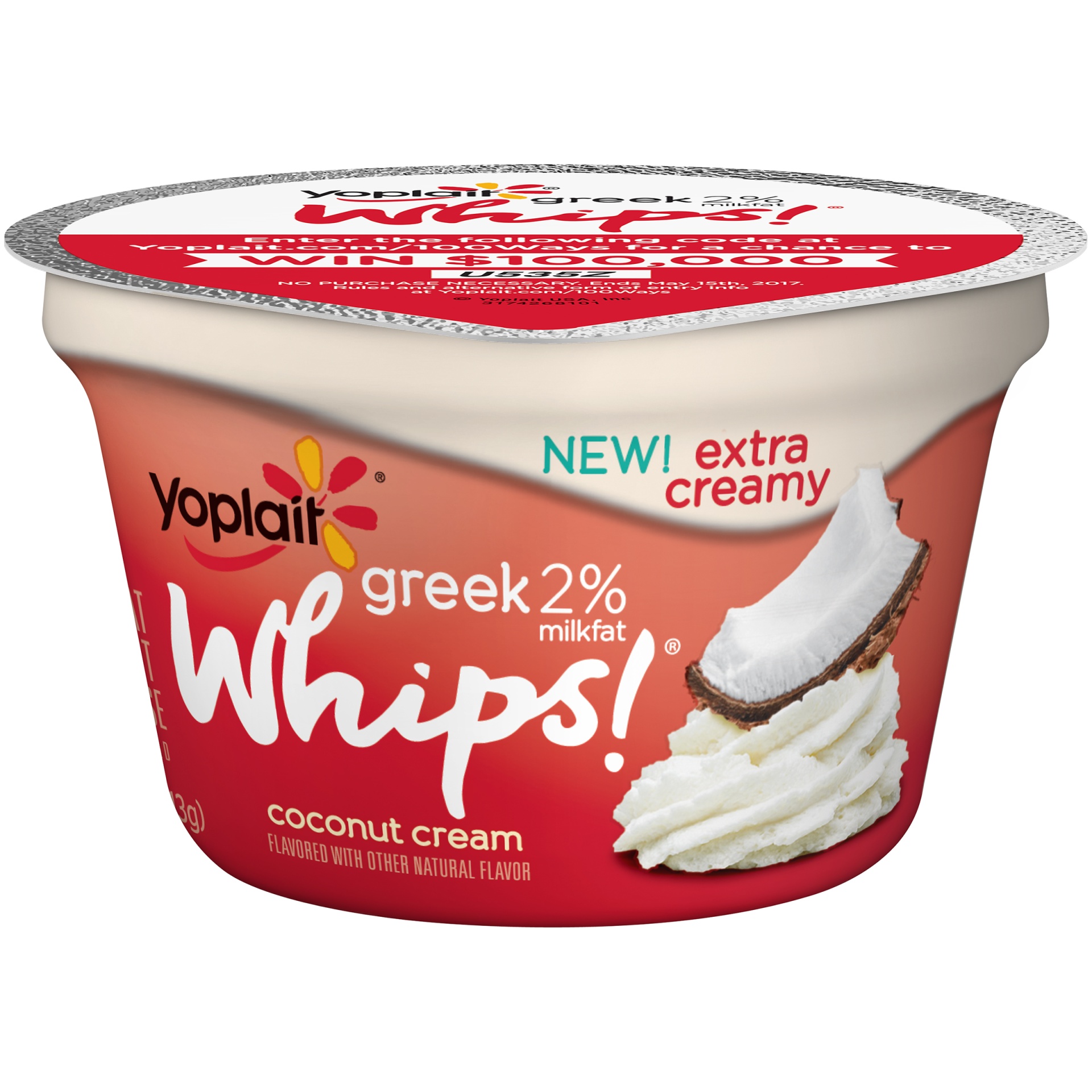 slide 1 of 1, Yoplait Greek Whips! Coconut Cream Lowfat Yogurt Mousse, 4 oz