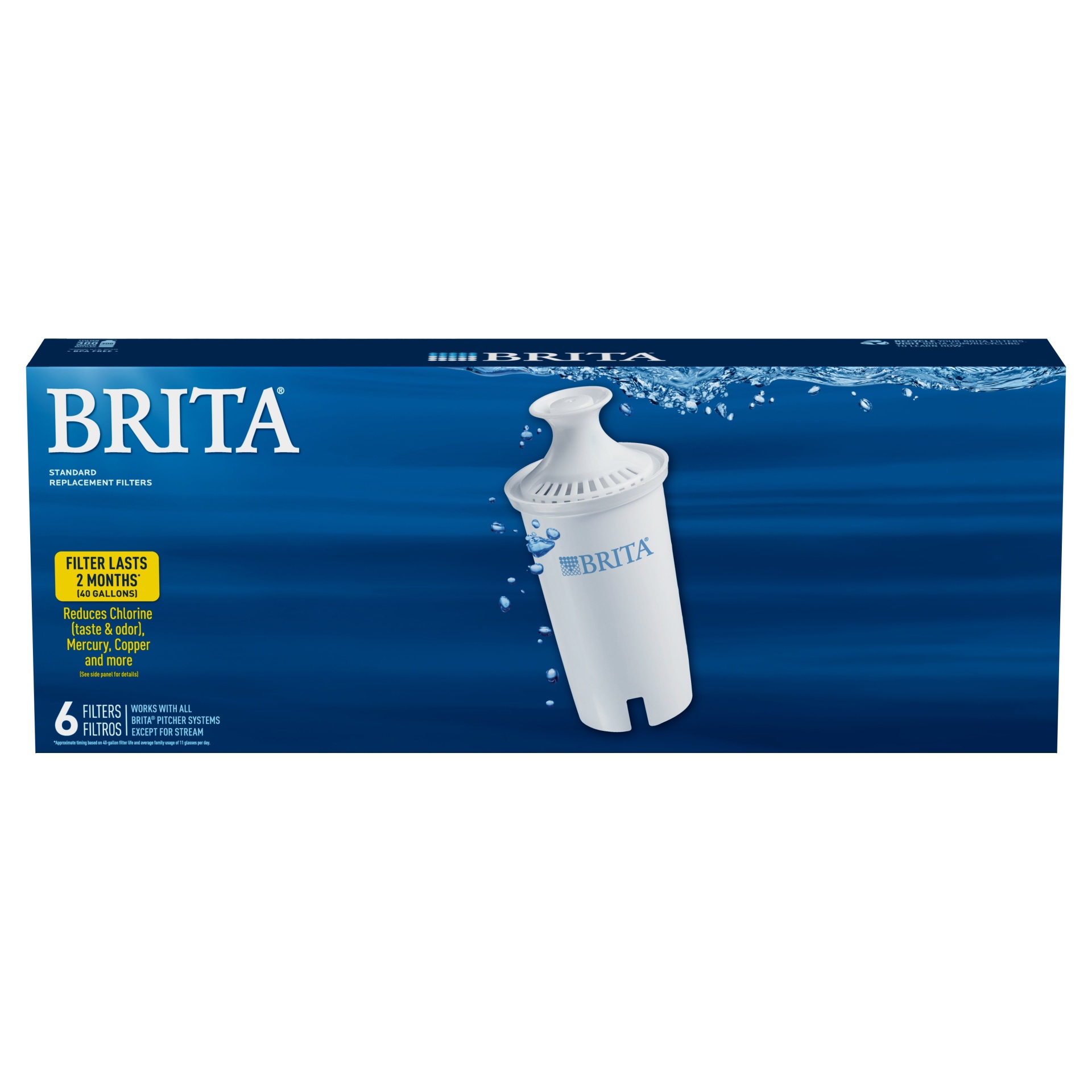slide 1 of 3, Brita Advanced Replacement Water Filter for Pitchers, 6 ct