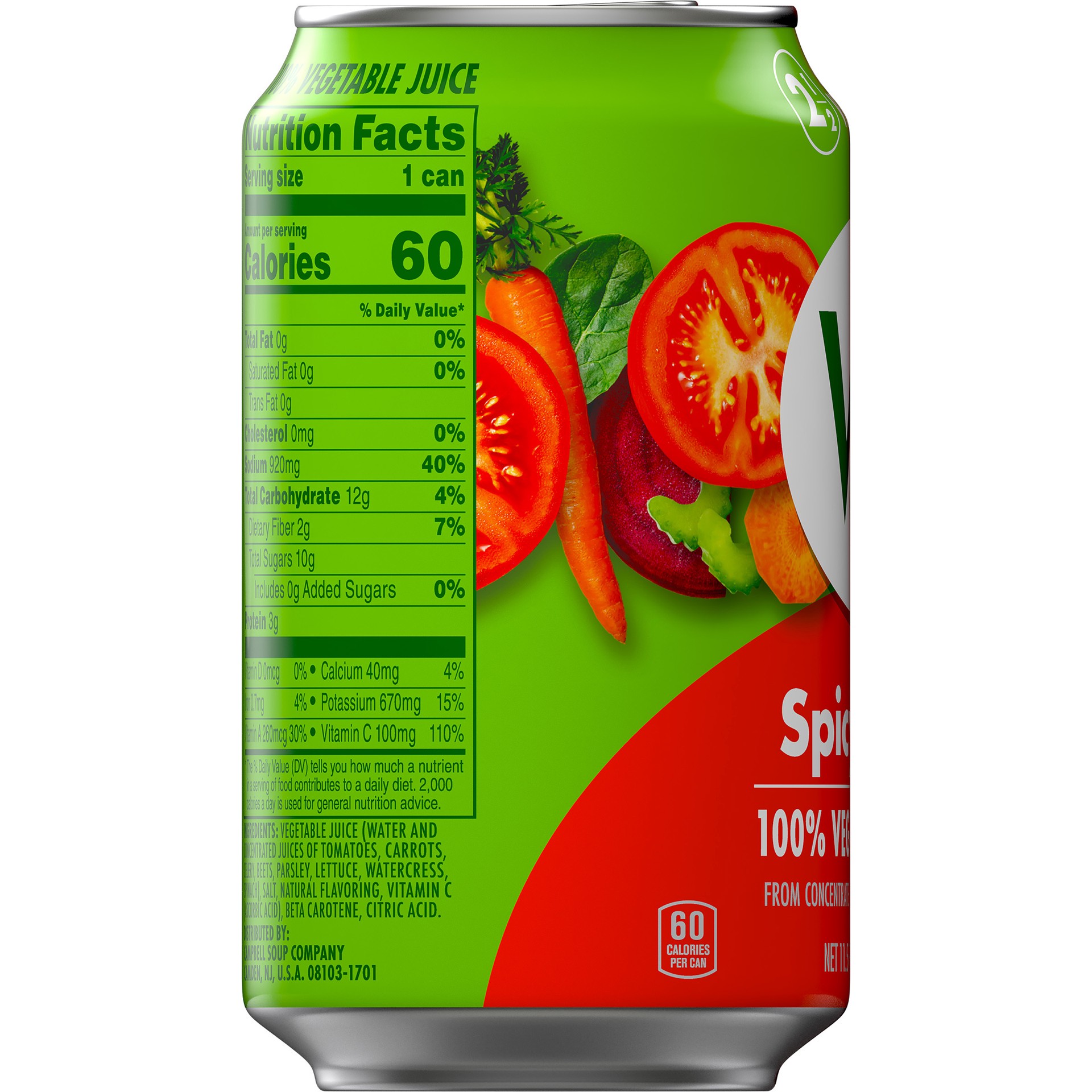 slide 2 of 5, V8 Spicy Hot 100% Vegetable Juice, 11.5 fl oz Can, 11.5 oz
