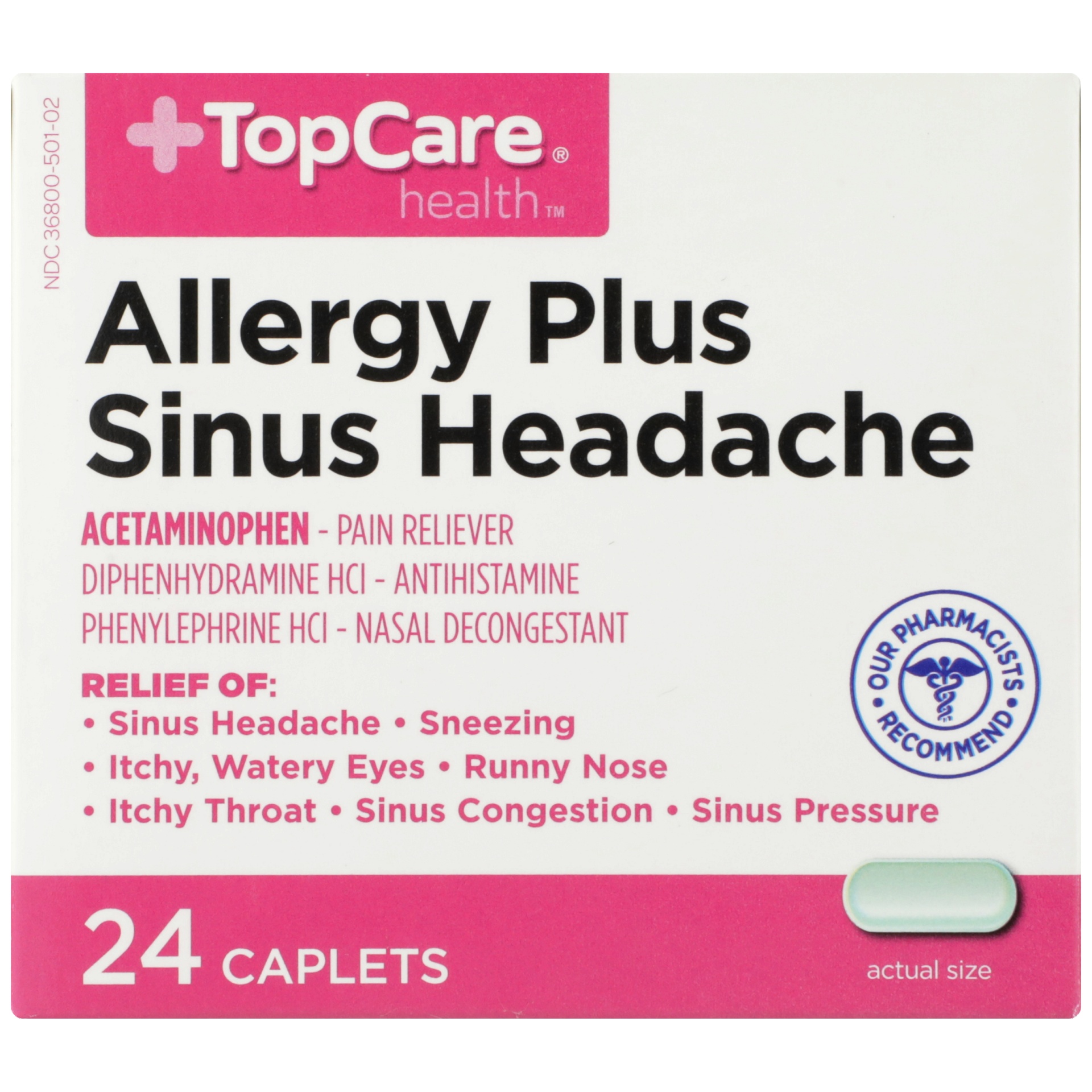 TopCare Allergy Plus Sinus Headache Caplets 24 ct | Shipt