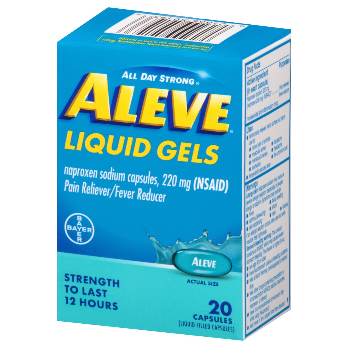 slide 9 of 11, Aleve Liquid Gels Pain Reliever/Fever Reducer 20 Capsules, 20 ct