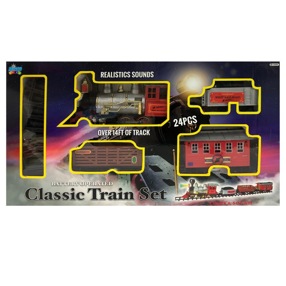 slide 1 of 1, Misco Classic Battery Operated Train Set, 24 ct