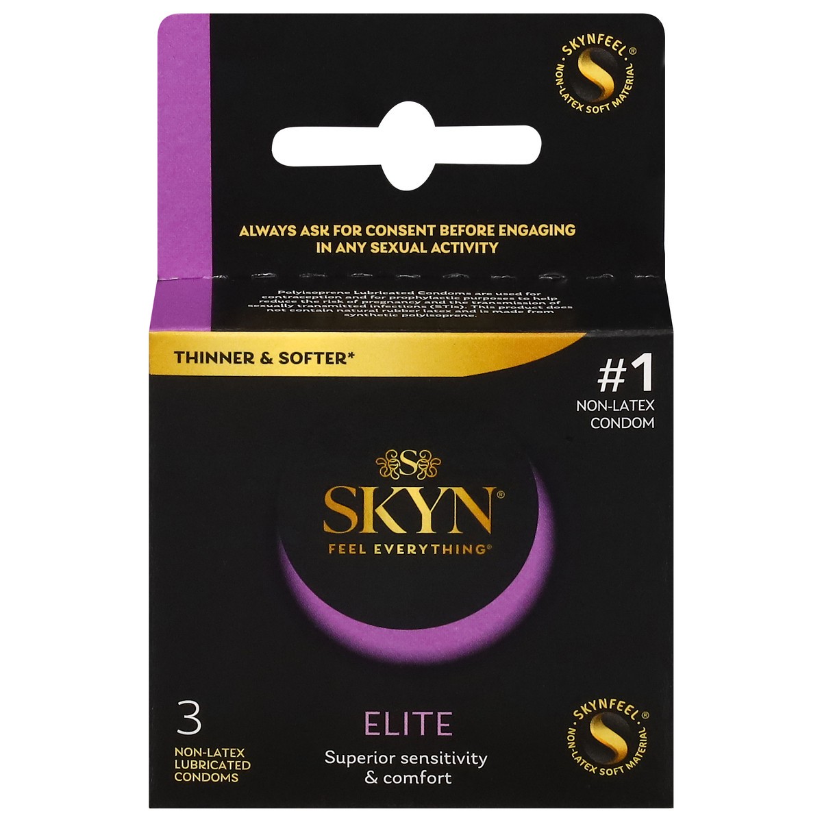 slide 1 of 12, SKYN Elite Lubricated Non-Latex Condoms 3 ea, 3 ct