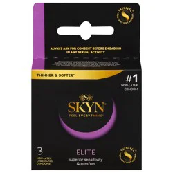 SKYN Elite Lubricated Non-Latex Condoms 3 ea