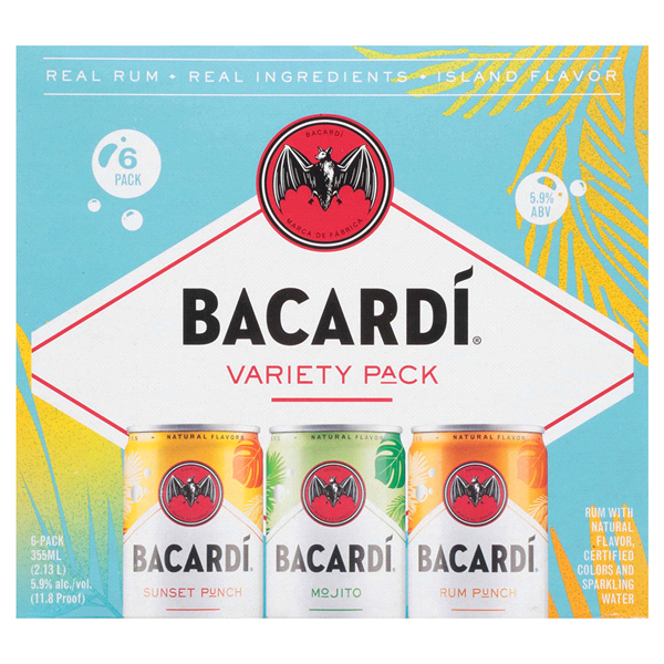 slide 1 of 4, Bacardi Rum Cocktail Variety Pack, 355 ml