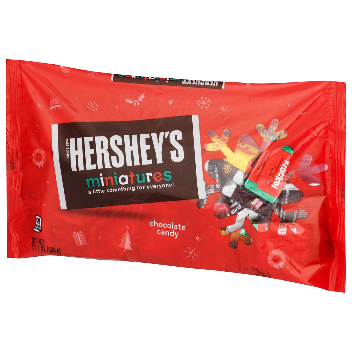 slide 8 of 11, HERSHEY'S Miniatures Assorted Milk and Dark Chocolate Candy Bars, Holiday, 17.1 oz, Bag, 17.1 oz