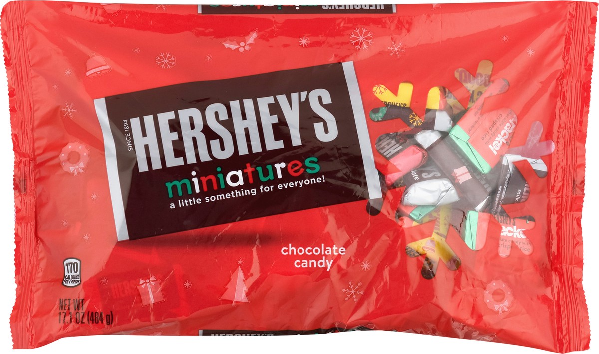 slide 7 of 11, HERSHEY'S Miniatures Assorted Milk and Dark Chocolate Candy Bars, Holiday, 17.1 oz, Bag, 17.1 oz