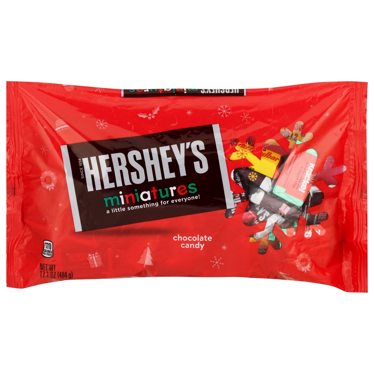 slide 6 of 11, HERSHEY'S Miniatures Assorted Milk and Dark Chocolate Candy Bars, Holiday, 17.1 oz, Bag, 17.1 oz