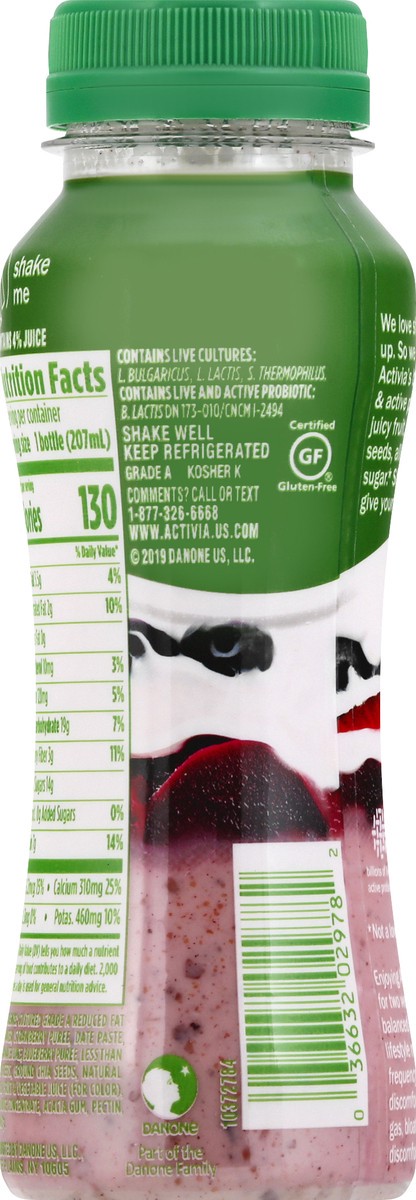 slide 8 of 10, Activia Probiotic Smoothie, Chia Seeds, Strawberry, Pomegranate, Blueberry & Beet, 7 oz., 7 fl oz