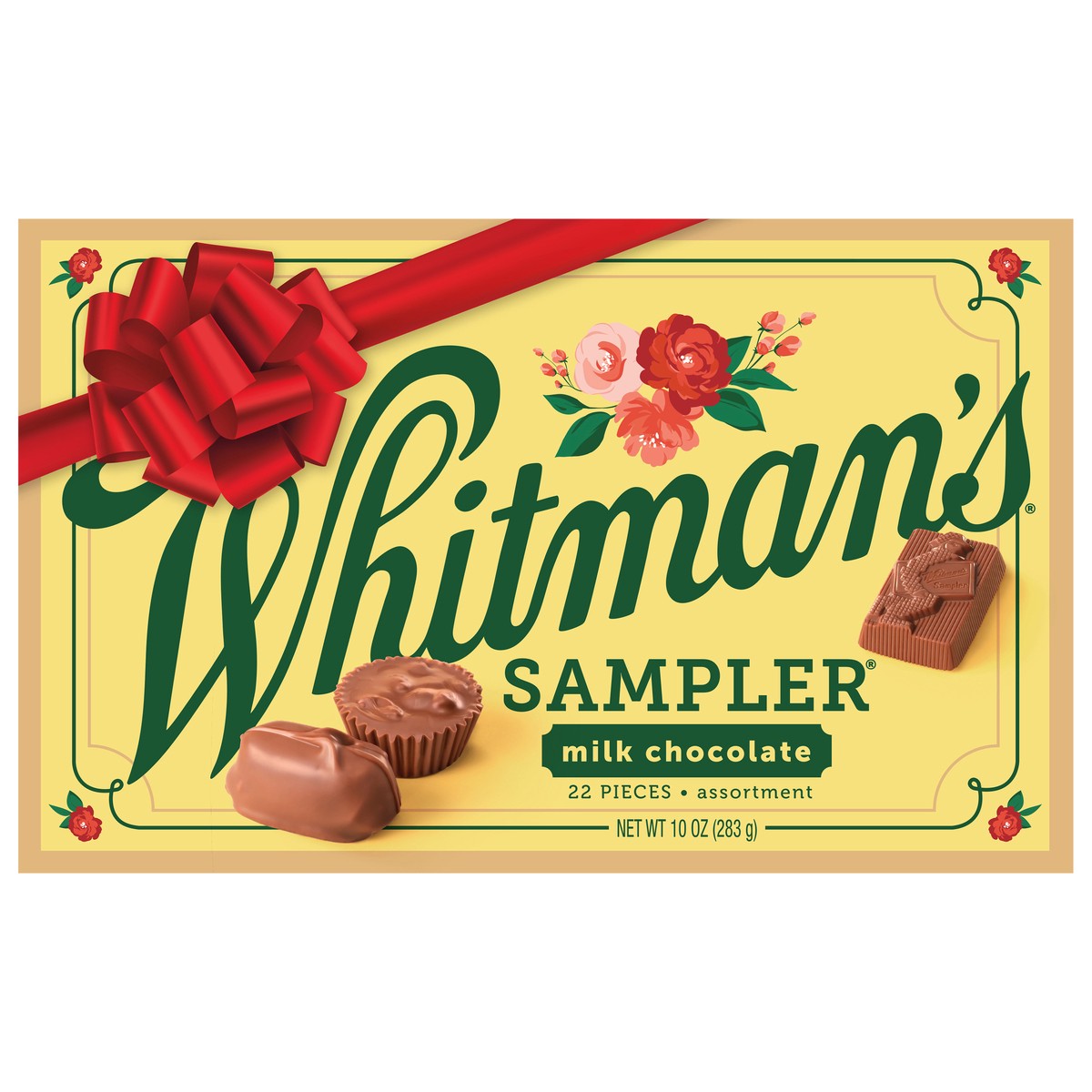 slide 1 of 2, WHITMAN'S SAMPLER Holiday Assorted Milk Chocolate Gift Box, 10 oz. (22 pieces), 22 ct