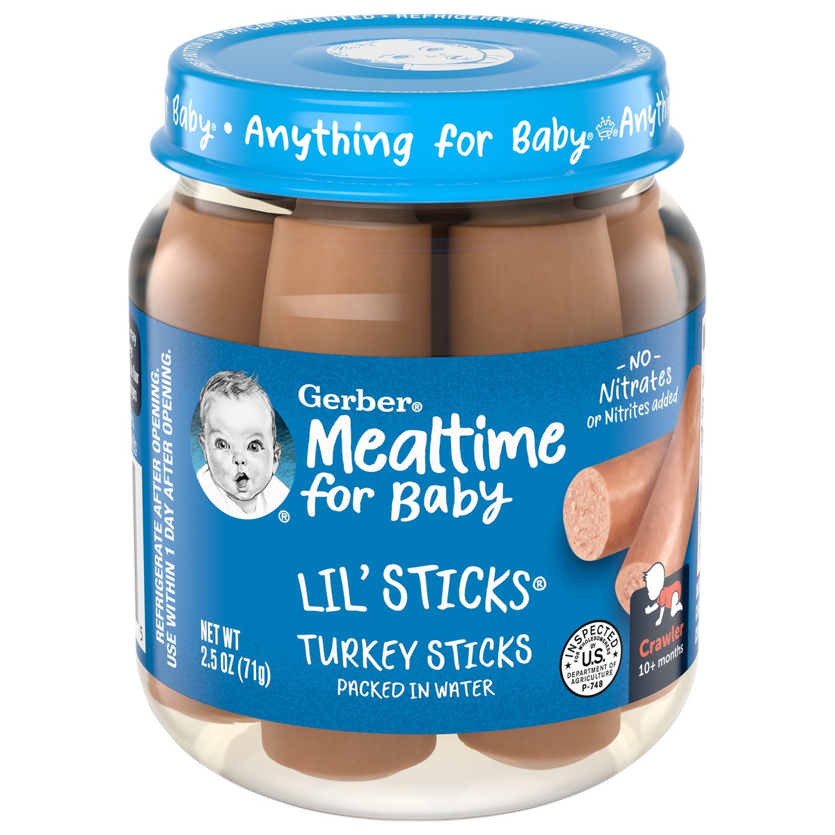 slide 1 of 5, Gerber 3rd Foods Mealtime for Baby Lil' Sticks, Turkey, 2.5 oz, Jar, 2.5 oz