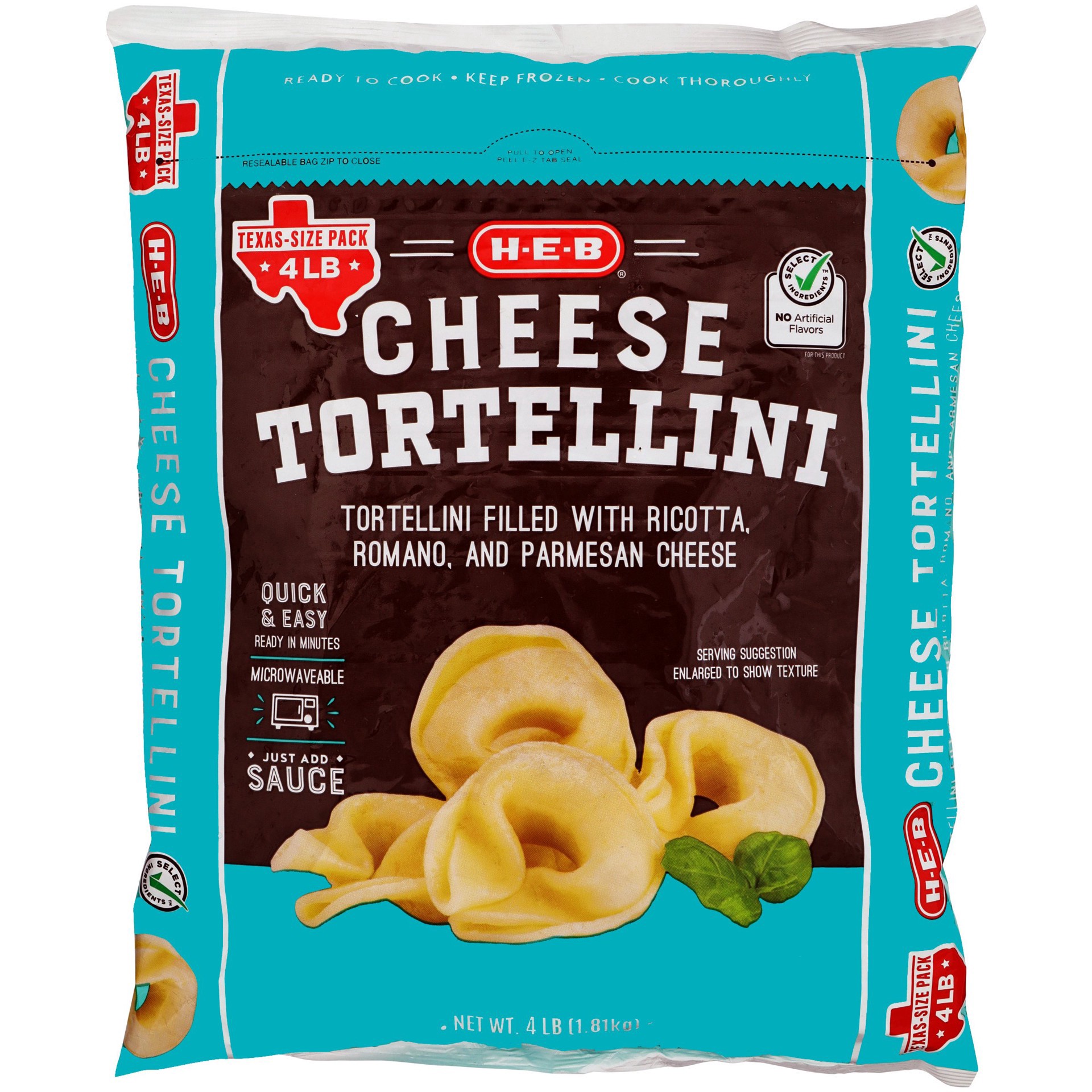 slide 1 of 1, H-E-B Select Ingredients Cheese Tortellini, 64 oz