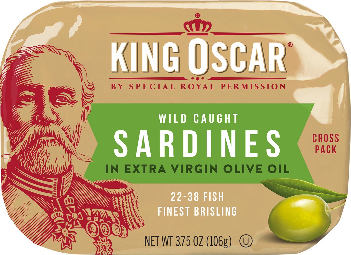 slide 6 of 6, King Oscar Sardines 2-Layer in Extra Virgin Olive Oil Cross Pack 3.75 ounces, 3.75 oz