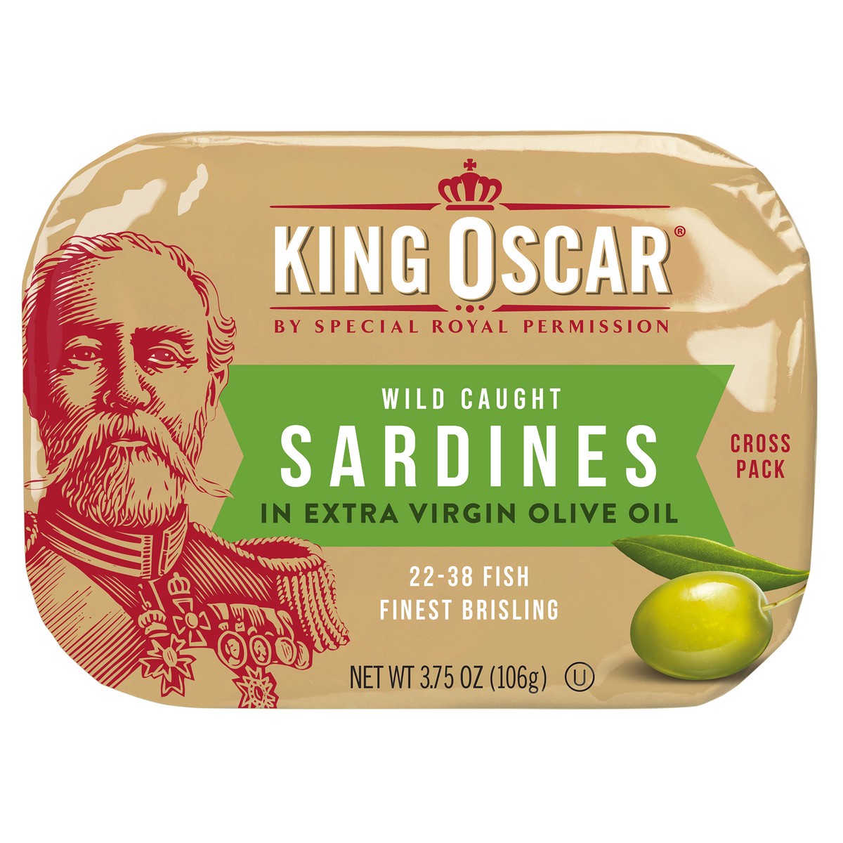 slide 1 of 6, King Oscar Sardines 2-Layer in Extra Virgin Olive Oil Cross Pack 3.75 ounces, 3.75 oz