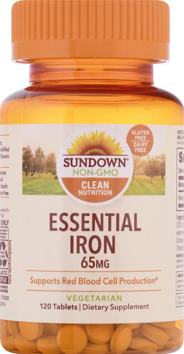 slide 6 of 9, Sundown Iron Ferrous Sulfate 65 mg, 120 ct