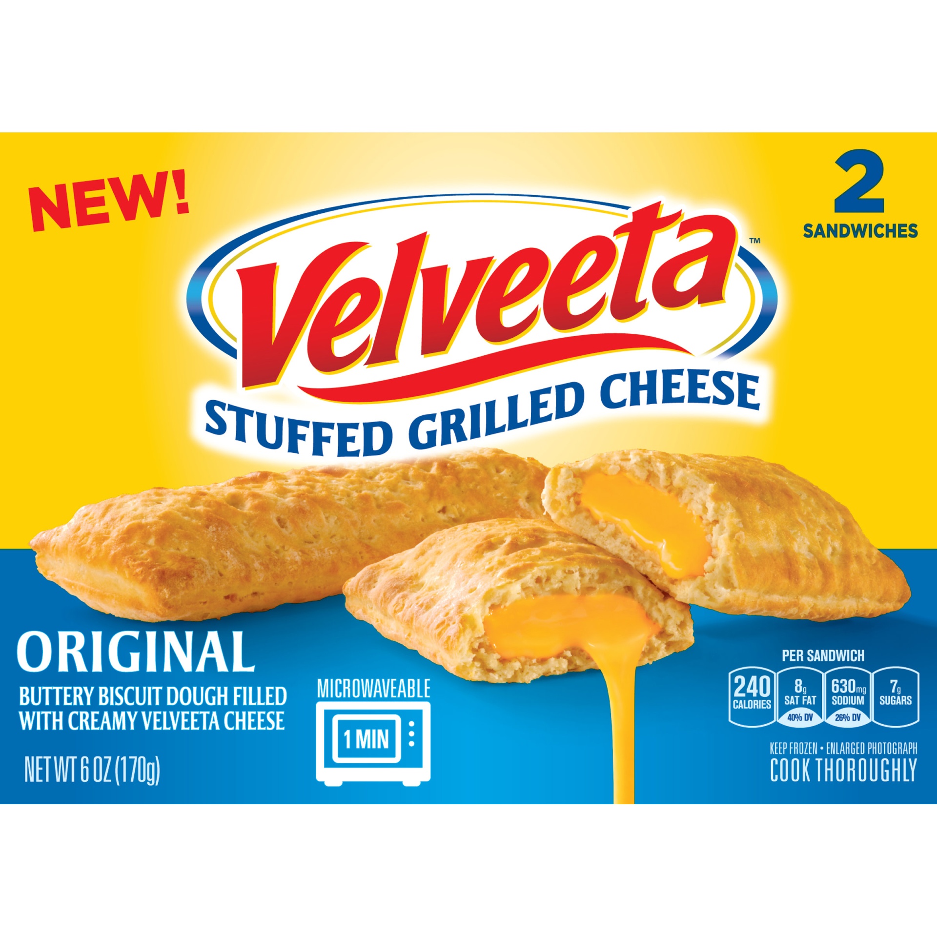 Velveeta Original Stuffed Grilled Cheese Sandwiches With Biscuit Dough And Velvetta Cheese Frozen 7565