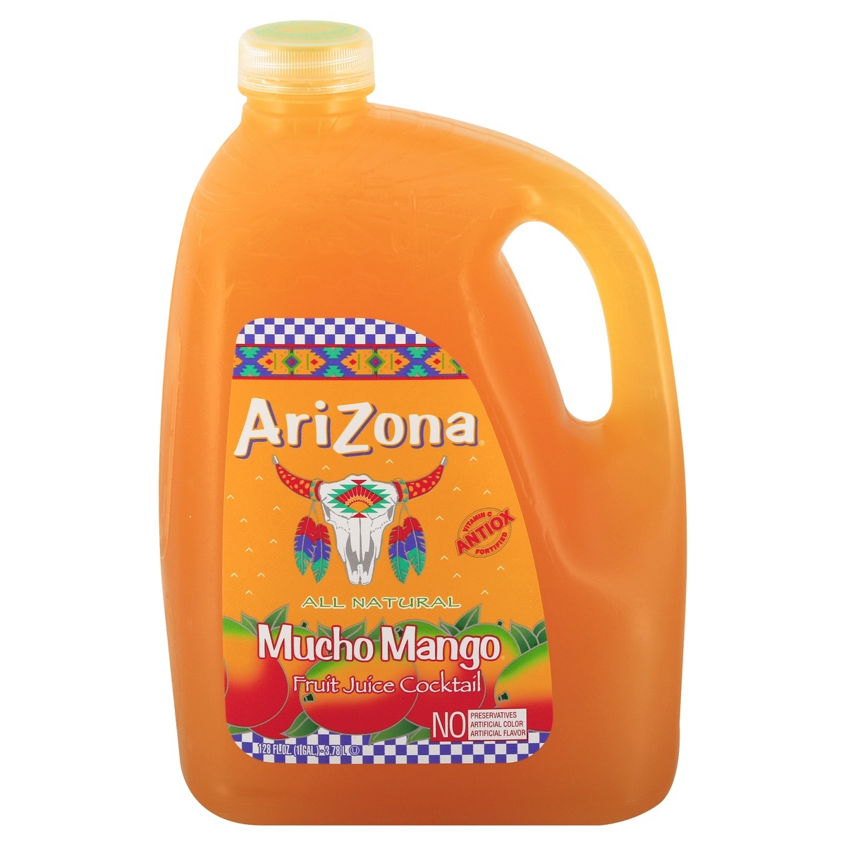 slide 1 of 1, AriZona Mucho Mango Fruit Juice Cocktail 128 fl oz, 128 fl oz