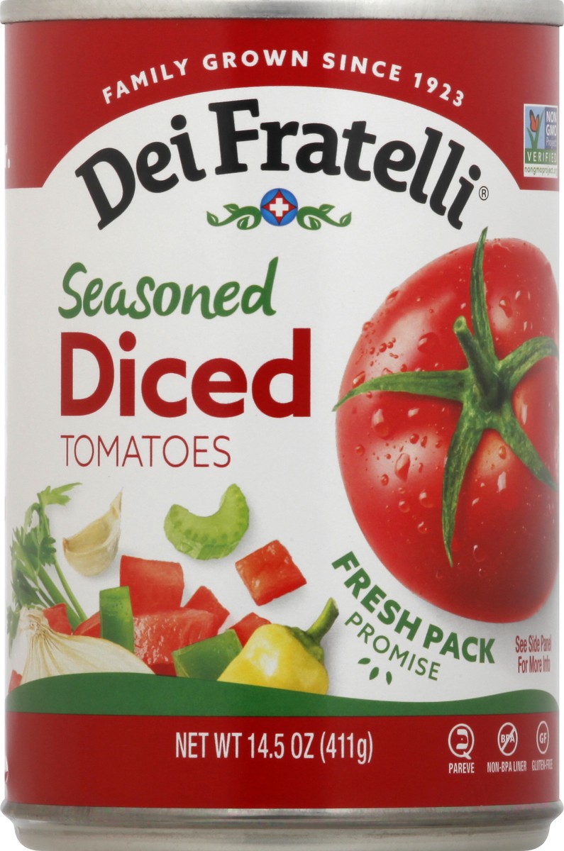 slide 1 of 13, Dei Fratelli Seasoned Diced Tomatoes 14.5 oz, 14.5 oz