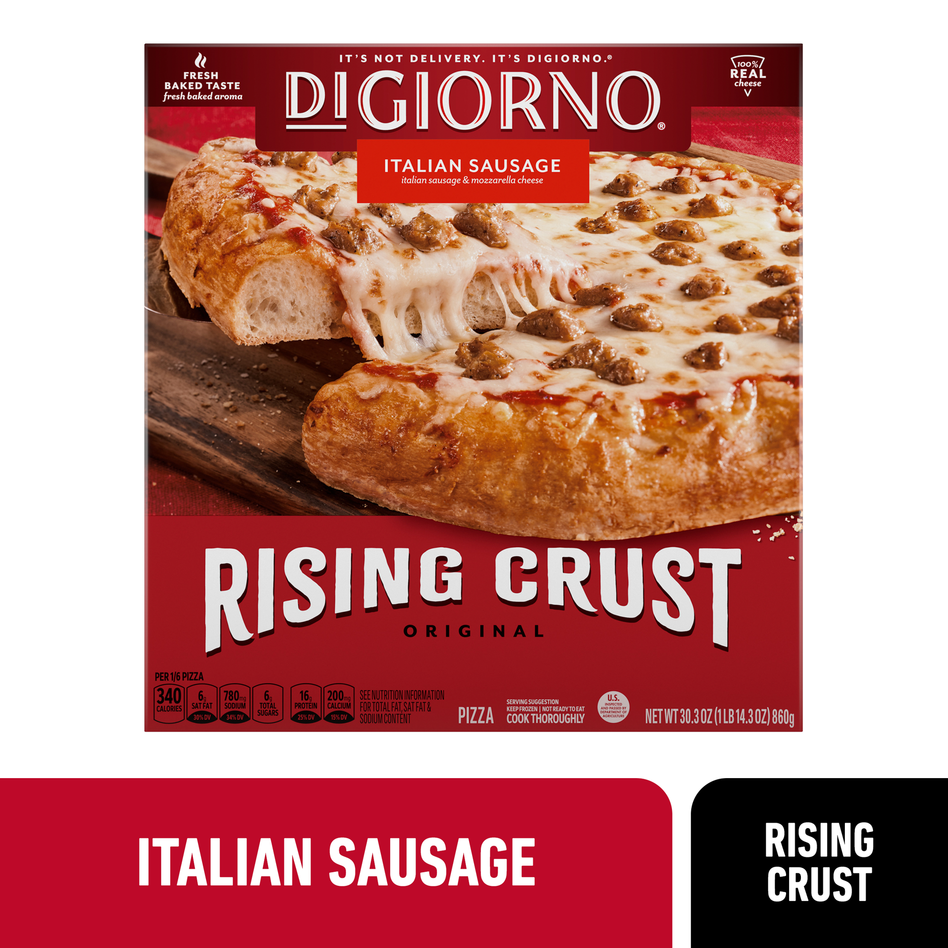 slide 1 of 8, DiGiorno Rising Crust Italian Sausage Pizza (Frozen), 30.3 oz