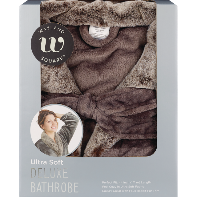 slide 1 of 1, WAYLAND SQUARE Deluxe Flannel Bath Robe Asst, 1 ct