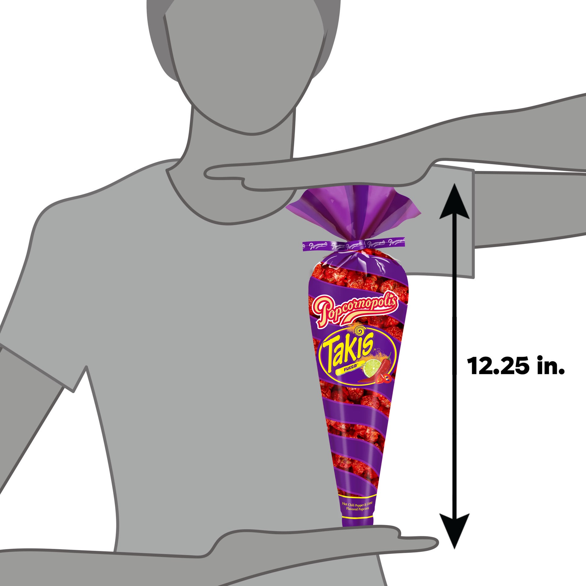 slide 3 of 7, Popcornopolis Takis Fuego Popcorn Cone, Hot Chili Pepper & Lime Flavored, 1.75 oz, 1.75 oz