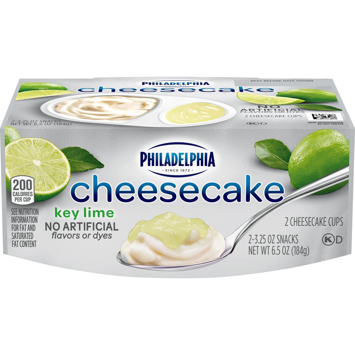 slide 1 of 8, Philadelphia Key Lime Cheesecake Snacks Pack Cups, 2 ct; 3.25 oz