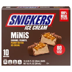 Snickers Minis Milk Chocolate Ice Cream Bars, 10 Pack, 9.5 oz