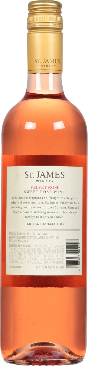 slide 7 of 11, St. James Winery Velvet Rose Sweet Rose Wine 750 ml, 750 ml