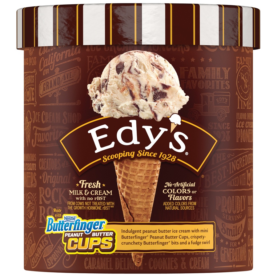 slide 1 of 6, Edy's Butterfinger Peanut Butter Cups Ice Cream, 1.5 qt